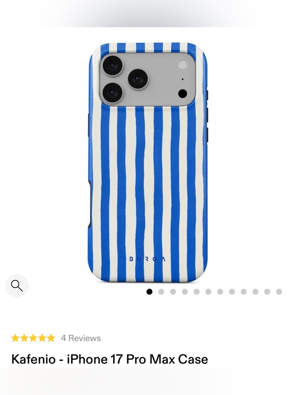 NWT Burga Kafenio Blue & White Stripe iPhone 17 Pro Case